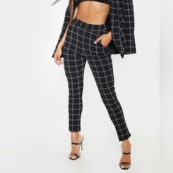 Adrienne Vittadini Black Check Pixie Ankle Cropped Pants Size 2 - Picture 1 of 10